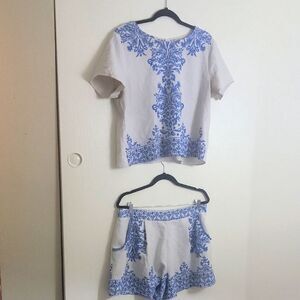 Blue and White Two-Piece Set
